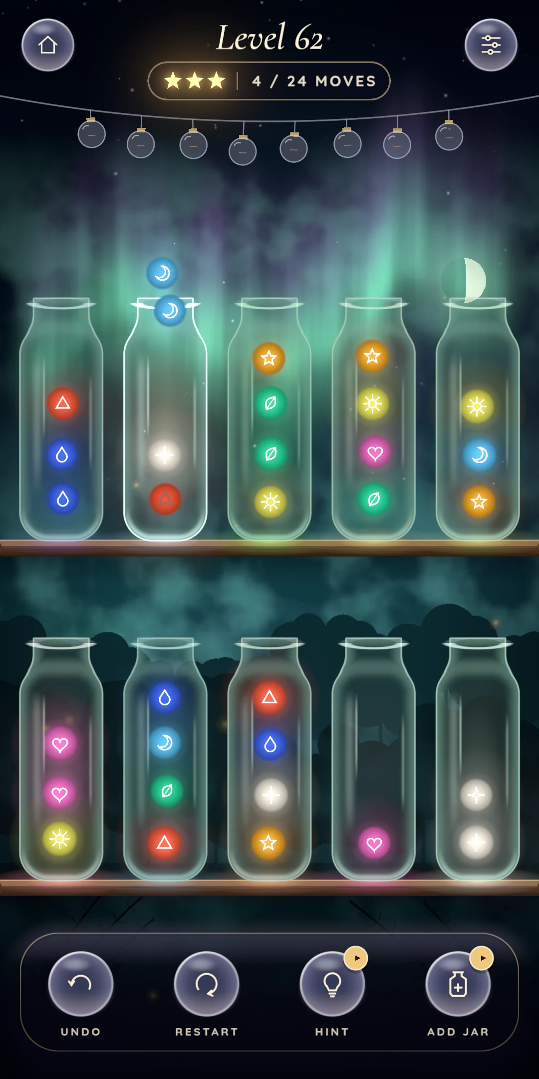 Sorting under the northern lights, in sea-glass jars