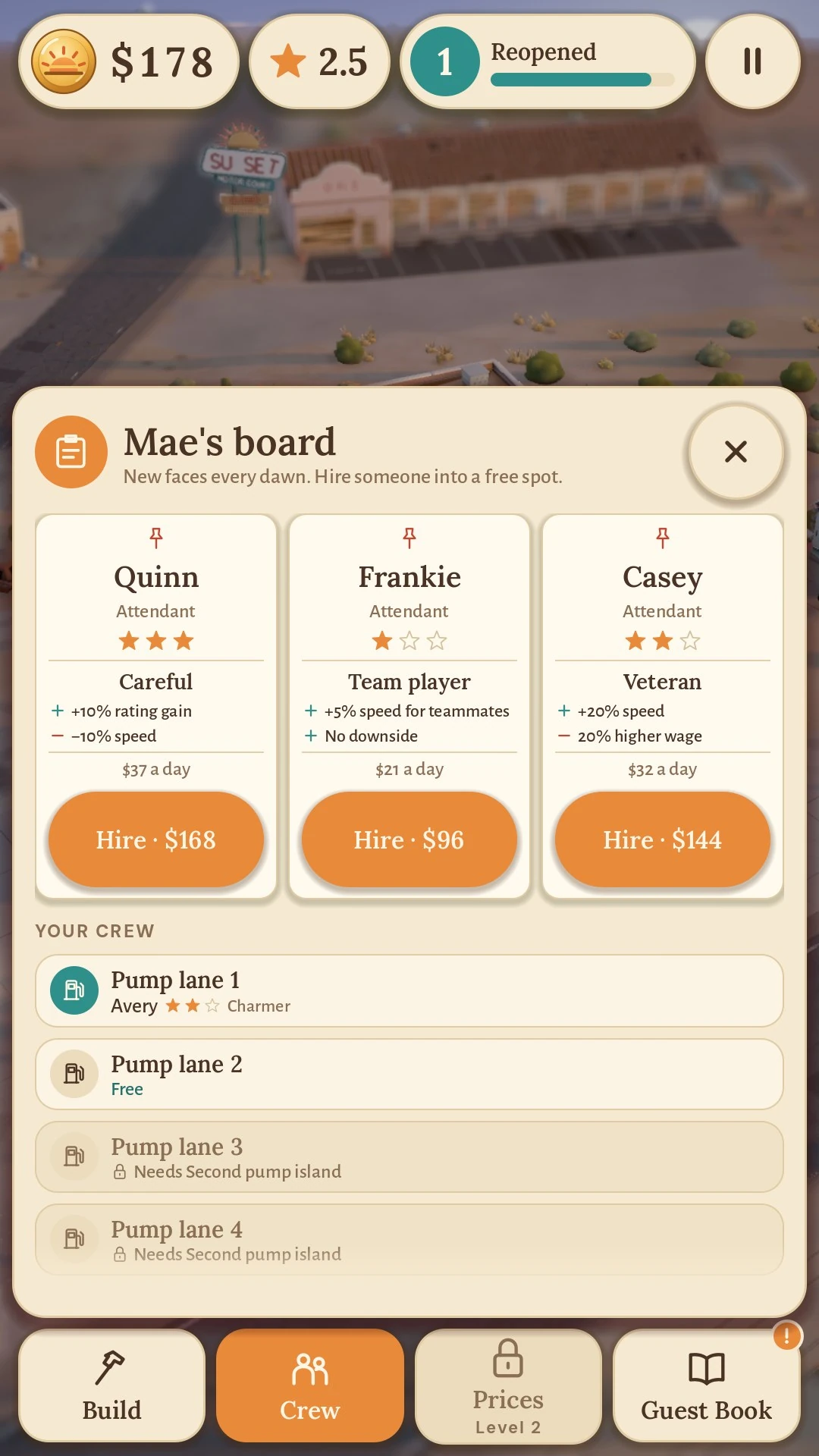 Mae's board: choose the next member of your crew